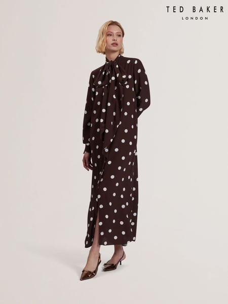 Ted Baker Brown Elnie Scarf Detail Midi Dress (F53298) | € 310