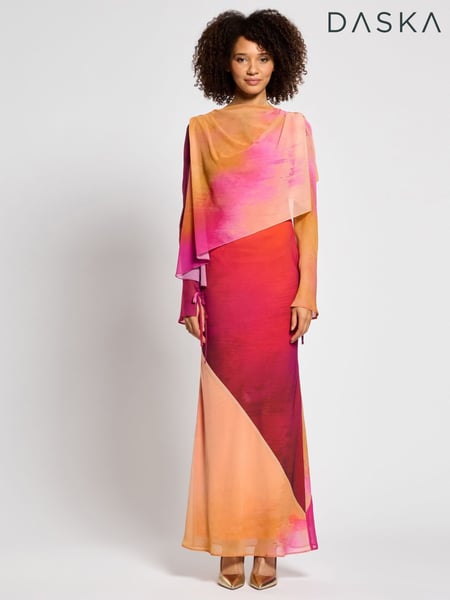 Daska Yellow Ali Maxi Dress With Long Sleeves And Front Wrap Detail (F53623) | € 172