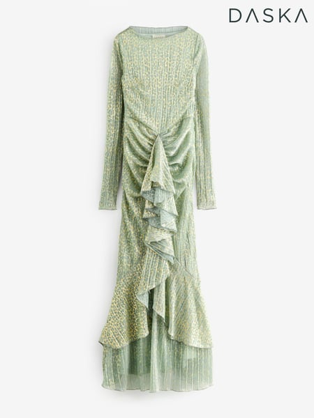 Daska Green Alya Maxi Dress With Long Sleeves And Wrapped Front Detail (F53626) | € 187