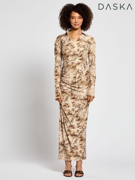Daska Brown Scorpio Maxi Wrap Dress With Long Sleeves (F53629) | € 156