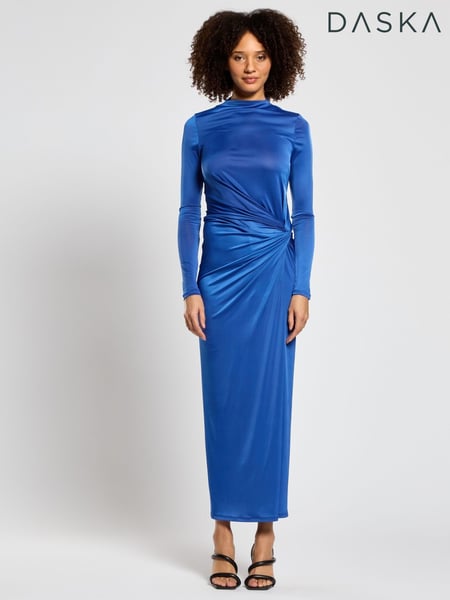 Daska Blue Athena Side Twist Maxi Dress With Long Sleeves (F53636) | € 140