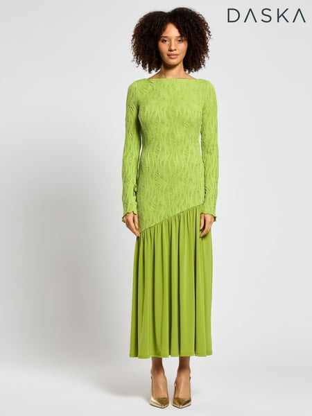 Daska Green Meissa Maxi Dress With Long Sleeve And Textured Contrast Detail (F53643) | € 156