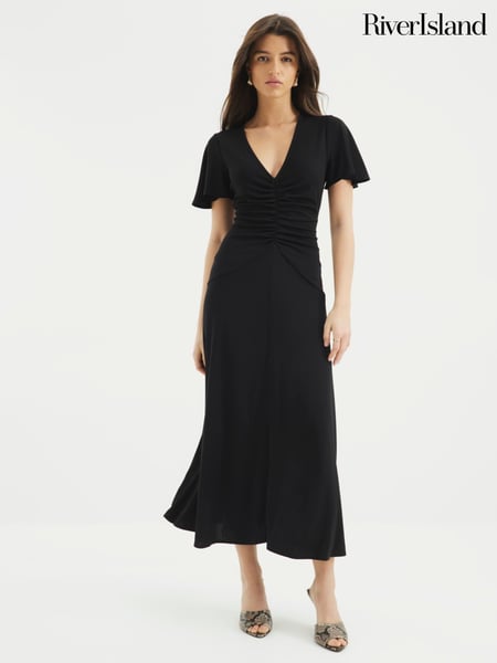 River Island Black Ruched Front Maxi Dress (F53873) | € 76