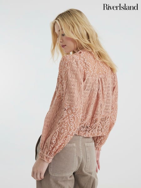 River Island Pink Lace Ruffle Top (F53966) | € 72