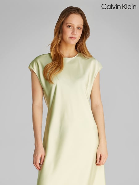 Calvin Klein Light Green Matte Shine Satin Sheath Dress (F54360) | € 187