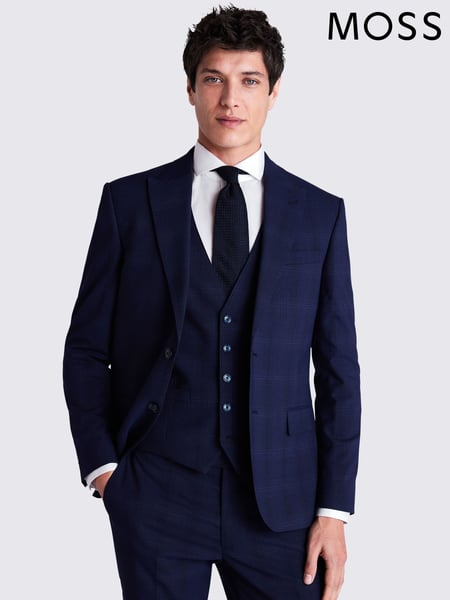 MOSS Blue Slim Fit Check Jacket (F54446) | € 264