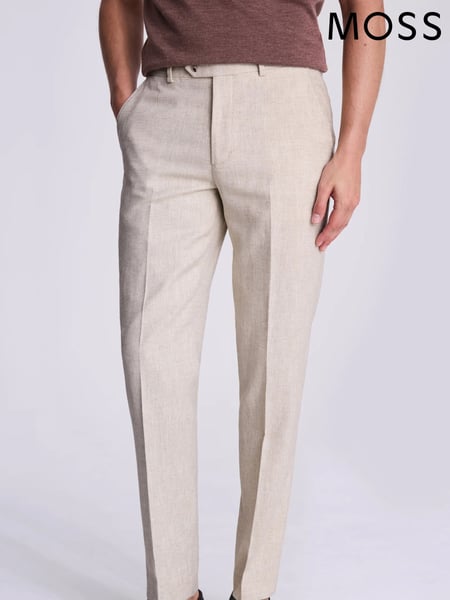 MOSS Natural Tailored Herringbone Trousers (F54461) | € 156