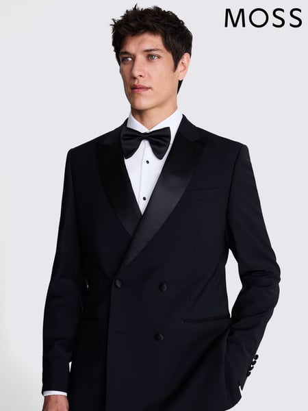 MOSS Black Tailored Fit Double Breasted Peak Lapel Tuxedo Jacket (F54464) | € 279