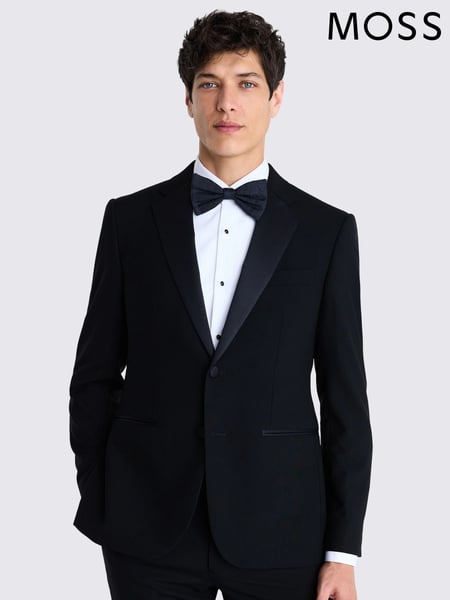 MOSS Black Slim Fit Wool Notch Lapel Tuxedo Jacket (F54477) | € 342