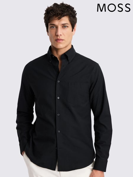 MOSS Black Washed Oxford 100% Cotton Shirt (F54478) | € 62