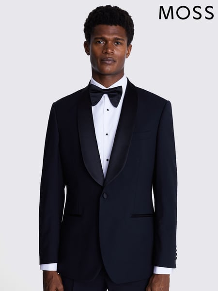 MOSS Black Regular Fit Shawl Lapel Tuxedo Jacket (F54481) | € 264