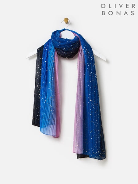 Oliver Bonas Blue Foil Pleated Lightweight Scarf (F55932) | € 44