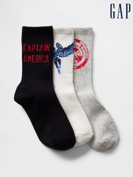 Gap White Marvel Captain America Crew Socks 3-Pack (F56145) | € 16