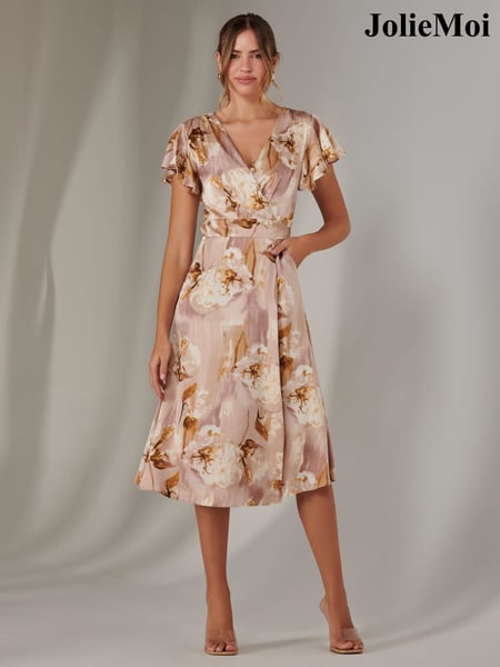 Jolie Moi Pink Wrap Front Midi Dress (F56349) | € 106