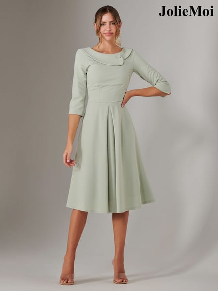 Jolie Moi Green Sloan 3/4 Sleeve Midi Dress (F56354) | € 117
