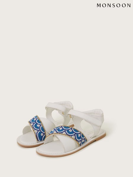 Monsoon White Beaded Strappy Sandals (F57165) | € 39 - € 45