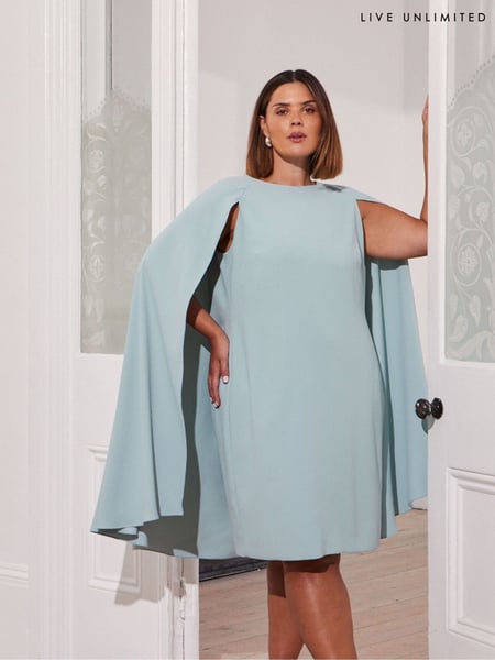 Live Unlimited Blue Curve Cape Dress (F57233) | € 295
