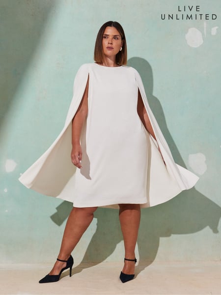 Live Unlimited Cream Curve Cape Dress (F57247) | € 295