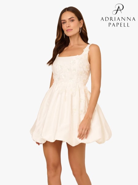 Adrianna Papell Bead Taffeta Bubble White Dress (F57858) | € 404