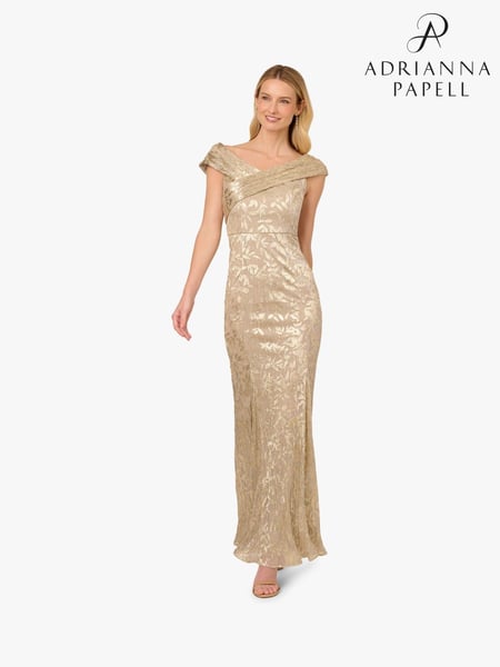 Adrianna Papell Gold Foil Leaf Mermaid Gown (F57862) | € 388