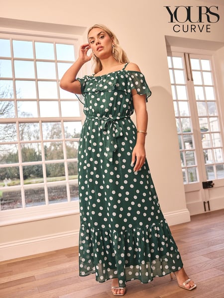 Yours Curve Green London Ruffle Maxi Dress (F58220) | € 109