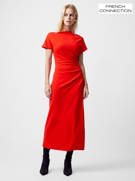 French Connection Red Valetta Off Shoulder Midi Dress (F58984) | € 98