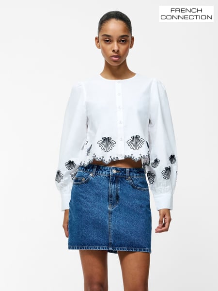 French Connection White Cambria 100% Cotton Long Sleeves Shirt (F58988) | € 104