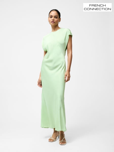 French Connection Green Ennis Satin Column Shape Dress (F58997) | € 212