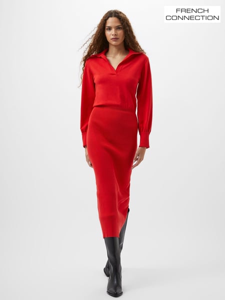 French Connection Red Mozza Collared Midi Dress (F59018) | € 144