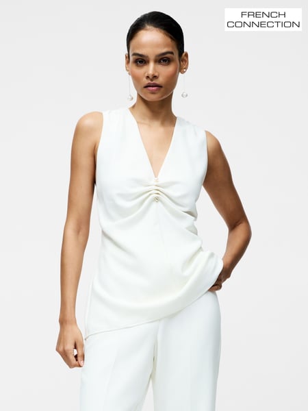 French Connection White Arlette Sleeveless V-Nack Top (F59029) | € 144