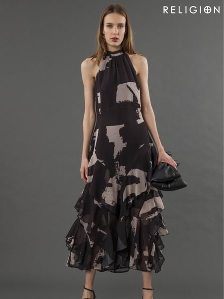 Religion Black Taylor Maxi Dress With Full Frill Skirt (F59762) | € 203