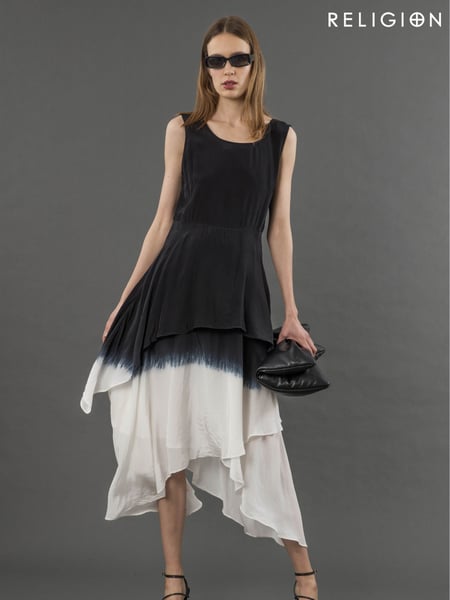 Religion Black Serpentine Assymetric Dress In Dip Dye (F59783) | € 179