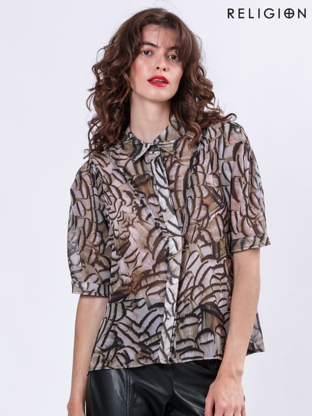 Religion Natural Indium Shirt Blouse With Puff Shoulder (F59798) | € 97