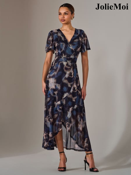 Jolie Moi Black Wrap Midaxi Dress (F60770) | € 112