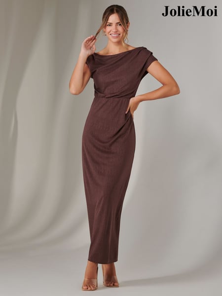 Jolie Moi Brown Asymmetrical Bodycon Midaxi Dress (F60771) | € 122