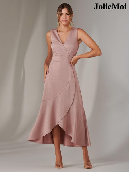Jolie Moi Pink Wrap Frill Hem Maxi Dress (F60775) | € 122