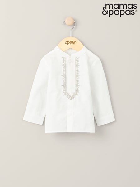 Mamas & Papas Eid Embroidered Long Sleeve 100% Cotton White Shirt (F61973) | € 31