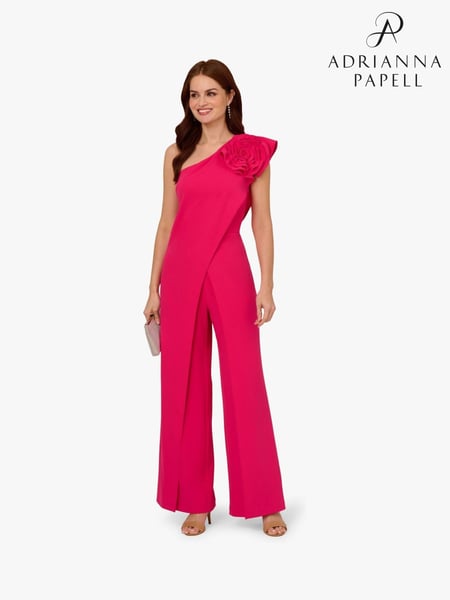 Adrianna Papell Red One Shoulder Rosette Jumpsuit (F62220) | € 357