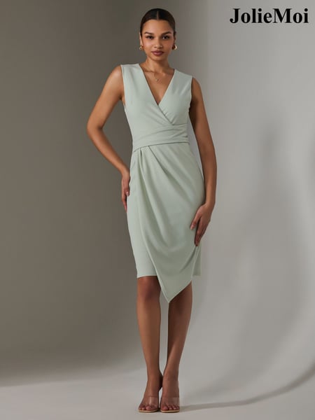 Jolie Moi Green Sleeveless Wrap Front Midi Dress (F62237) | € 94