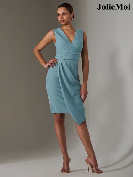 Jolie Moi Blue Sleeveless Wrap Front Midi Dress (F62259) | € 94