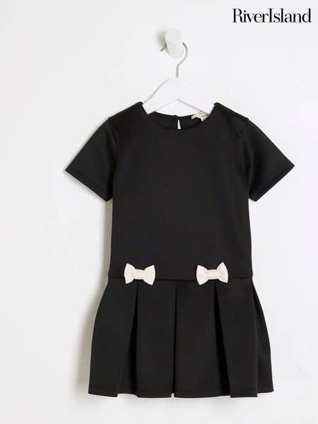 River Island Black Girls Scuba Bow 100% Cotton Dress (F63240) | € 31