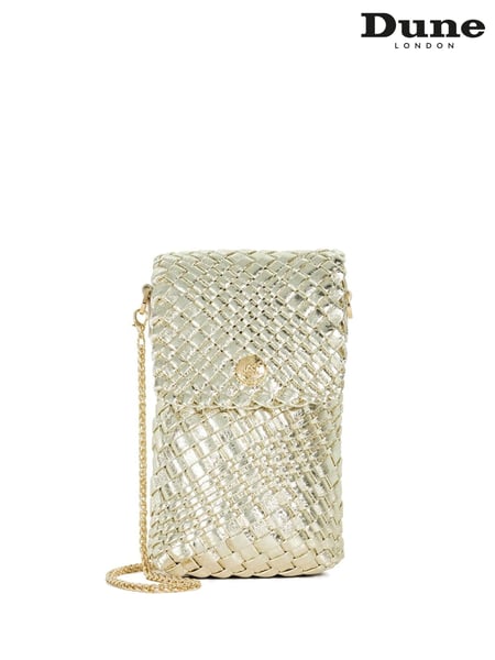 Dune London Gold Saff Woven Phone Cross-Body Bag (F63507) | € 123