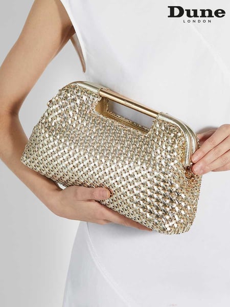 Dune London Gold Expression Woven Diamante Clutch (F63511) | € 186