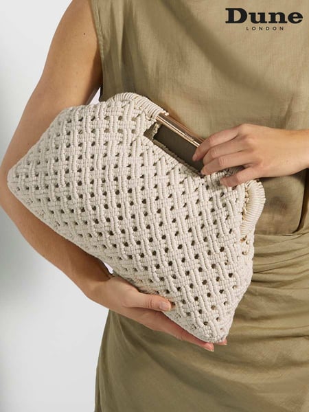 Dune London Cream Elsabeth Raffia Frame Clutch Bag (F63516) | € 186
