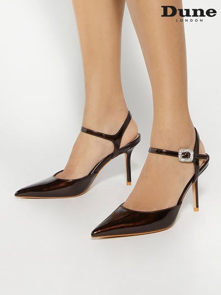 Dune London Brown Standard Fit Channel Y Back Open Court Heels (F63678) | € 139