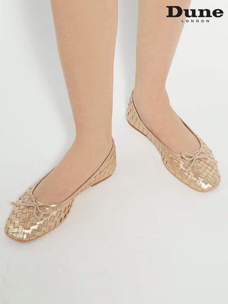 Dune London Gold Heat Woven Ballerina Shoes (F63687) | € 123