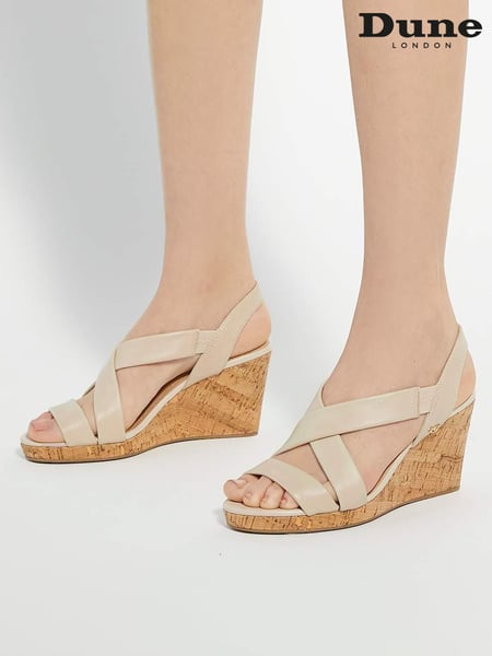 Dune London Cream Regular Fit Kamies Cross Strap Wedge Sandals (F63691) | € 123