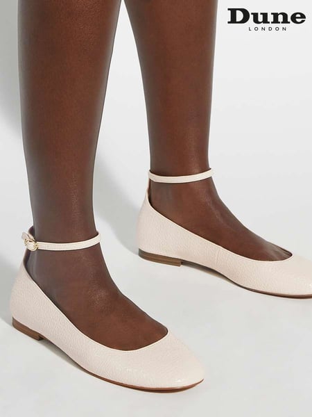 Dune London Cream Hoop Ankle Strap Ballet Shoes (F63704) | € 108