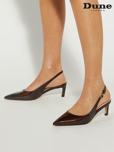 Dune London tan Brown Celinna Set Back Kitten Slingback Shoes (F63708) | € 154