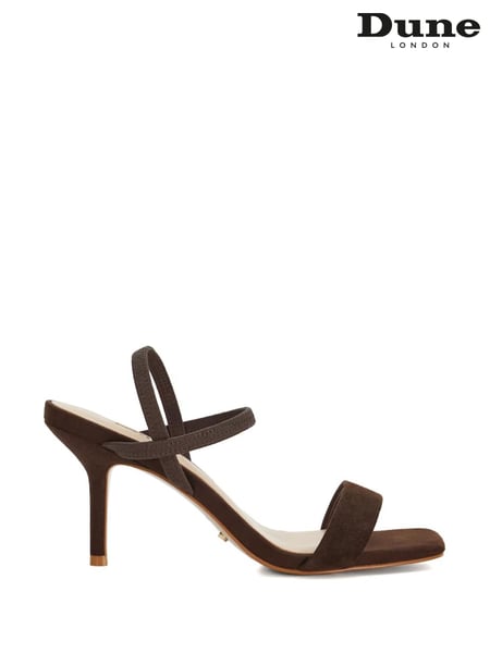 Dune London Brown Methodical Elastic Square Toe Sandals Heels (F63736) | € 123